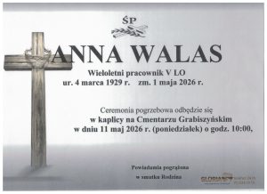 Pożegnanie Pani Anny Walas, wieloletniej pracowniczki LO nr V.
